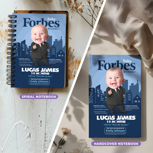 Personalized Baby Forbes Notebook – Custom CEO Baby Photo & Name – Funny Gift for Moms
